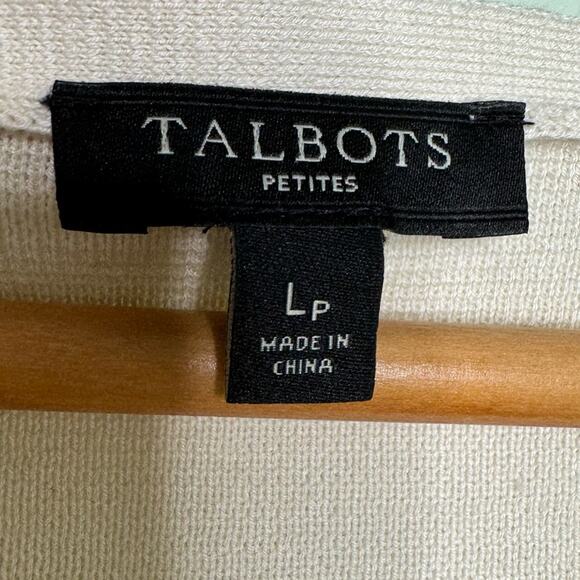 TALBOTS Crewneck Cream & Black Lace Appliqué Top Size Large/P - Picture 6 of 7